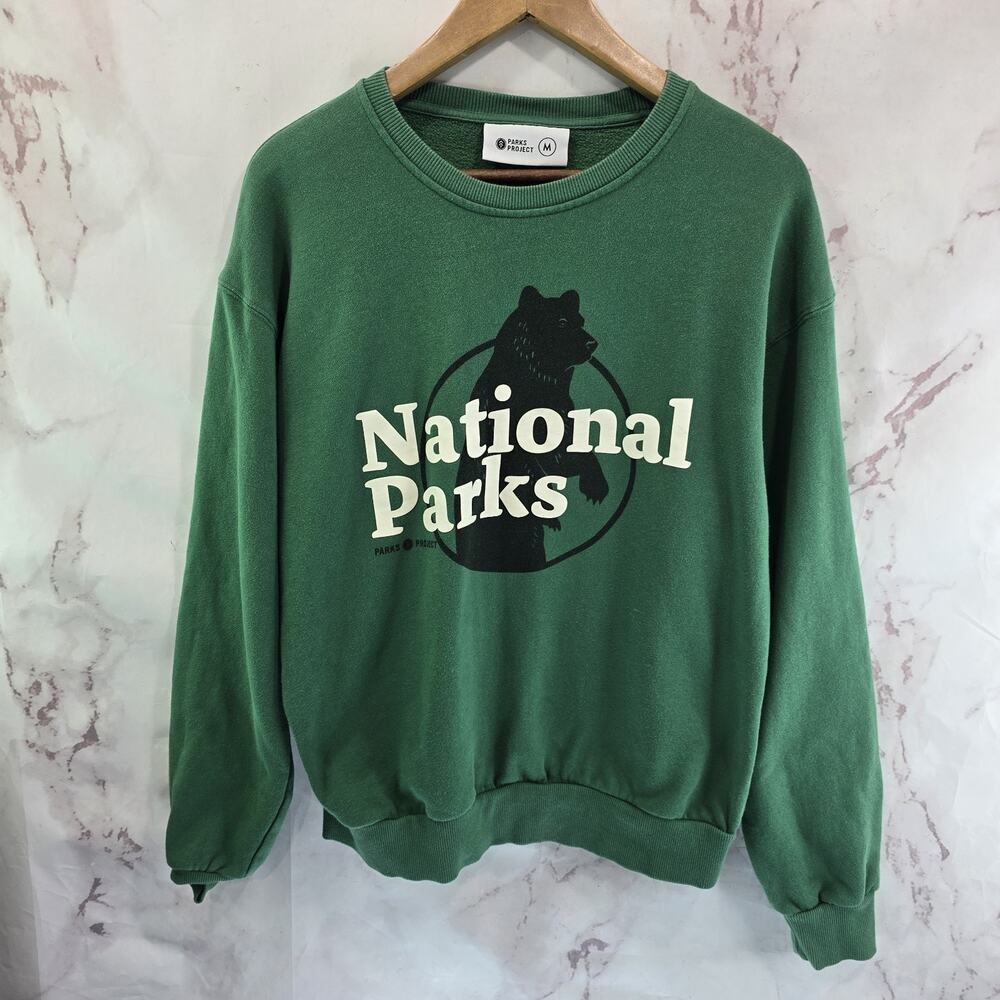 Parks Project Sweatshirt Mens Medium Green National Parks Bear Crew Neck